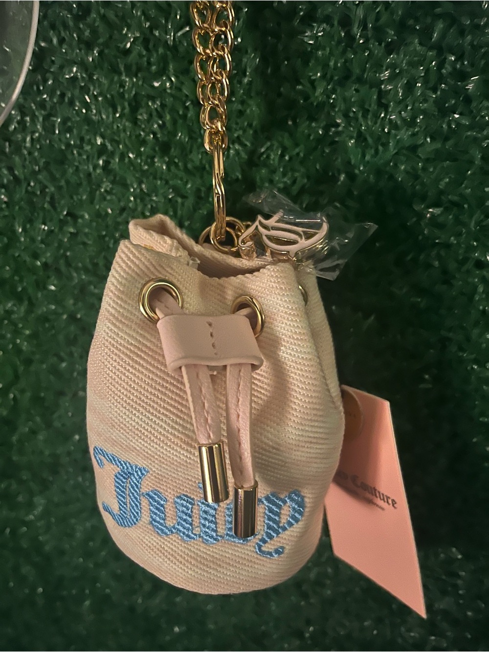 Juicy Couture Pink Denim Mini Bucket Purse on Chain - Picture 3 of 4